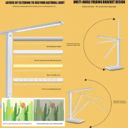 akr Powerful Rechargeable Touch Control Multifunctional LED Lamp Eye Protect Desk Study Lamp image 4
