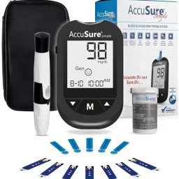 accusure Simple Glucometer with 25 Strips, Glucometer image 2