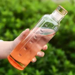 Borosilicate Glass Bottles with Hourly Time Marker,Leak Proof,Reusable,BPA Free 500 ml Bottle-0