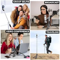 Sotho Selfie Stick Tripod 67 Inch Long with Bluetooth Remote & Stable Base Bluetooth Selfie Stick image 2