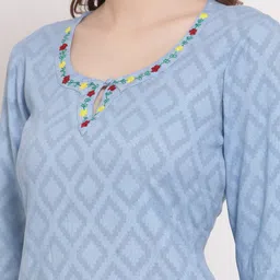 DART STUDIO Geomteric Printed Thread Work Cotton Kurta image 2