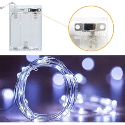 XERGY 100 LED White AA Battery Powered Copper Wire String Lights -10 Meter image 3