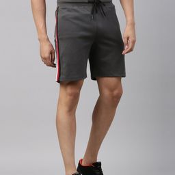 Joven Men Cotton Charcoal Solid Regular Fit Sports Shorts-picture-24