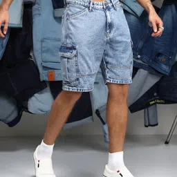campus sutra Solid Men Denim Blue Denim Shorts-picture-34