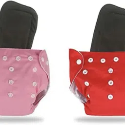Solid Reuse Nappy Reusable Cloth Button Diaper & Insert 0-24M Jaym-01-20