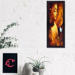 eCraftIndia Brown & Yellow Almighty Lord Buddha Satin Matt Texture UV Wall Art-image-66