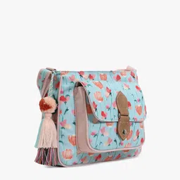 Anekaant Green & Peach-Coloured Floral Digital Printed Structured Sling Bag image 2