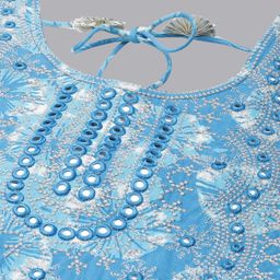ERISHA Floral Printed Mirror Work Regular Kurta With Trousers & Dupatta image 3