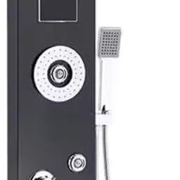 Fossa Shower Panel 304 Stainless Steel 6-in-1 Shower Panel System ( Black & Silver) Sayflow with Hydropowered LED Light + Digital Display & 6 Water Functions with Top Rainfall Water Outlet-11