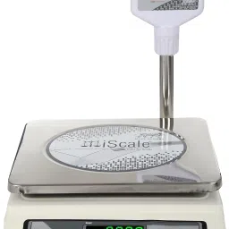 iScale i-05 weighting capacity 20kg x 1 g accuracy, Electronic chargeable Weighing Scale with Pole Green Display, Stainless steel pan size 10x12 inches for kirana shop and Grocery general stores and for all weight measuring purpose Weighing Scale-3