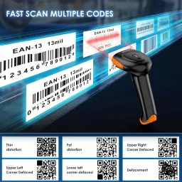 OnlyU Wireless 2D&1D (Bluetooth+USB+2.4GHz) Barcode Scanner(QR Code) inbuilt Battery Induction Scanning with Built-in Illumination Light (1 Year Warranty) 2D Camera Barcode Scanner image 3