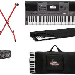 500 PSR-I500, 61 Keys keyboard with free adapter, black carry bag, dust cover and red stand combo pack Digital Portable Keyboard-image-8