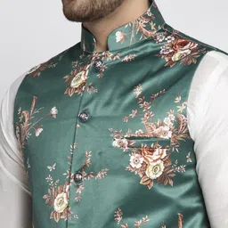 Kaifoo Men Multicolour Printed Nehru Jacket. image 3