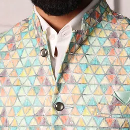 Lightpole Geometric Print Woven Nehru Jacket image 5
