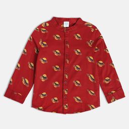 MINI KLUB Boys Standard Conversational Printed Band Collar Cotton Casual Shirt-41