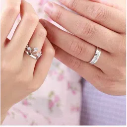 King and Queen lovers valentine couple ring Alloy Ring Set-image-10