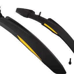 Bicycle Atom Mudguard with Reflective Tape, Black-Yellow Clip-on Front & Rear Fender-7