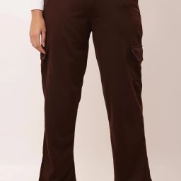 Women Solid Brown Track Pants-image-68