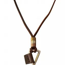 Men Necklace Triangle Pendant Adjustable Leather Cord Jewelry Accessory Leather-image-25