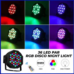 moozmob 36 LED Stage Disco Par Light with Remote Control DMX Control RGB Disco DJ Single Disco Ball image 4