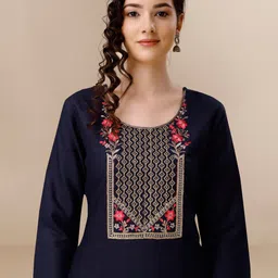 KALINI Floral Embroidered Sequined Kurta with Trousers & Dupatta image 2