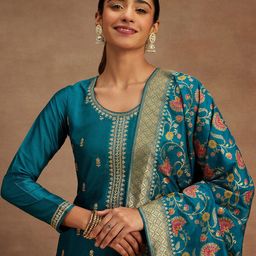 Libas Ethnic Motifs Embroidered Regular Thread Work Kurta With Trousers & Dupatta image 2