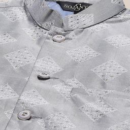SOJANYA Mandarin Collar Regular Kurta With Churidar & Nehru Jacket image 2