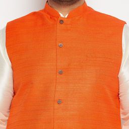 VASTRAMAY Plus Size Mandarin Collar Regular Kurta With Pyjamas & Nehru Jacket image 2