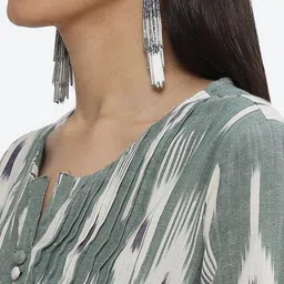 Biba Abstract Printed A-Line Kurta with Palazzos & Dupatta image 2