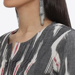 Biba Abstract Printed A-Line Kurta with Palazzos & Dupatta image 2