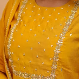 KALINI Ethnic Motifs Embroidered Regular Thread Work Kurta with Trousers & Dupatta image 2