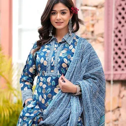 AVYCO Ethnic Motifs Printed Regular Pure Cotton Kurta with Salwar & Dupatta image 2