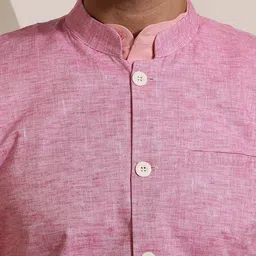 SOJANYA Mandarin Collar Regular Cotton Kurta & Churidar With Nehru Jacket image 2