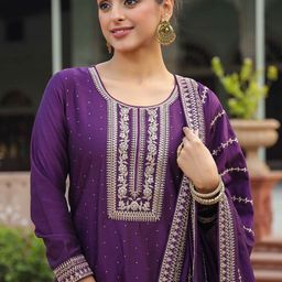 KALINI Yoke Design Regular Kurta with Palazzos & With Dupatta image 2