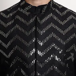 SOJANYA Regular Sequinned Embellished Kurta & Churidar With Nehru Jacket image 2