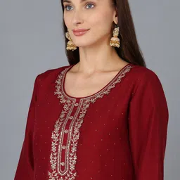 KALINI Yoke Design Regular Sequinned Kurta with Trousers & With Dupatta image 2