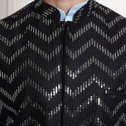 SOJANYA Sequined Embellished Regular Kurta & Churidar With Nehru Jacket image 2