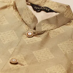 SOJANYA Mandarin Collar Regular Kurta with Churidar with Woven Design Nehru Jacket image 2