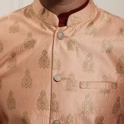 SOJANYA Band Collar Regular Kurta & Churidar with Nehru Jacket image 2