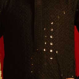 VASTRAMAY Boys Geometric Embroidered Regular Sequinned Kurta With Pyjamas image 3
