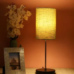 BTR CRAFTS Green & Black 2 Pcs Textured Cylindrical Shaped Table Lamp with Adjustable Cord image 2