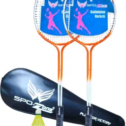 MULTI Orange 123# Badminton RACQUET 2 PC with 3 shuttle Cover Black Multicolor Strung Badminton Racquet-22