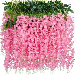 Pink, Green Westeria Artificial Flower-image-17