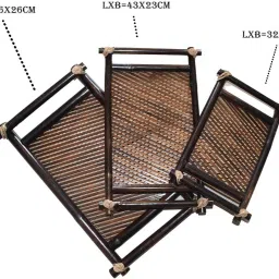 gibbon New unique 3 psc set of bamboo tray Tray Serving Set image 4
