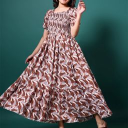 Women Fit and Flare Brown Maxi/Full Length Dress-image-91