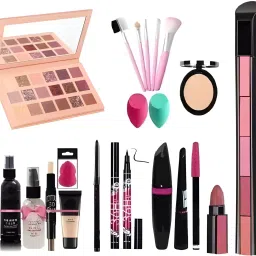 18 MULTICOLOR EYESHADW PALLETE WITH ALL IN ONE FACE MAKEUP COMBO PACK-19