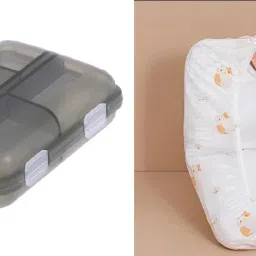 DAY AND NIGHT 1pc Double Layer Pill Organizer AND 5PC Disposable Travel Pillow Cover COMBO Pill Box-image-26