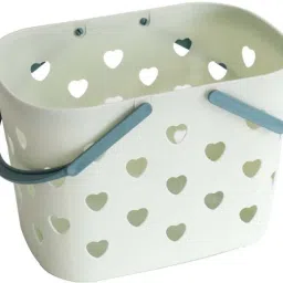 Plastic Plastic Multipurpose Medium Size Flexible Basket Fruit Storage Shopping Bags Vegetable Bathroom Home Stationary Home Basket With Handles - (24 X 19 X 16 Cm) Storage Basket-image-48