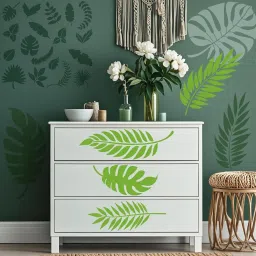 7 Pcs Tropical Palm Leaf Stencils for Painting on Wood Plastic Cut-outs-image-18