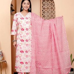 Cotton Women Kurti With Dupatta & Bottomwear-image-5